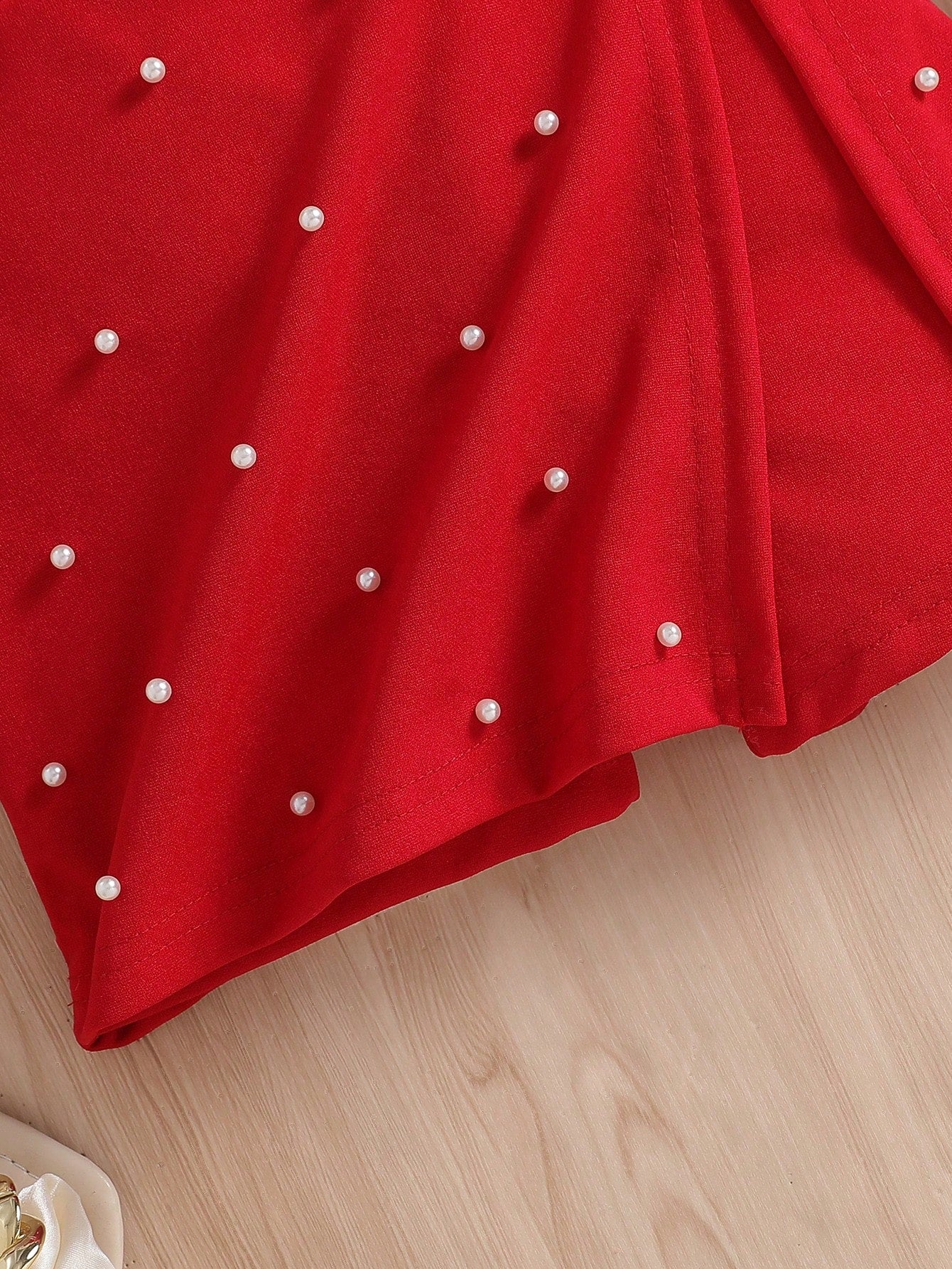 2pcs Little Girls 3D Floral Pearl Tank Top & Skirt Set - Scarlet | ...