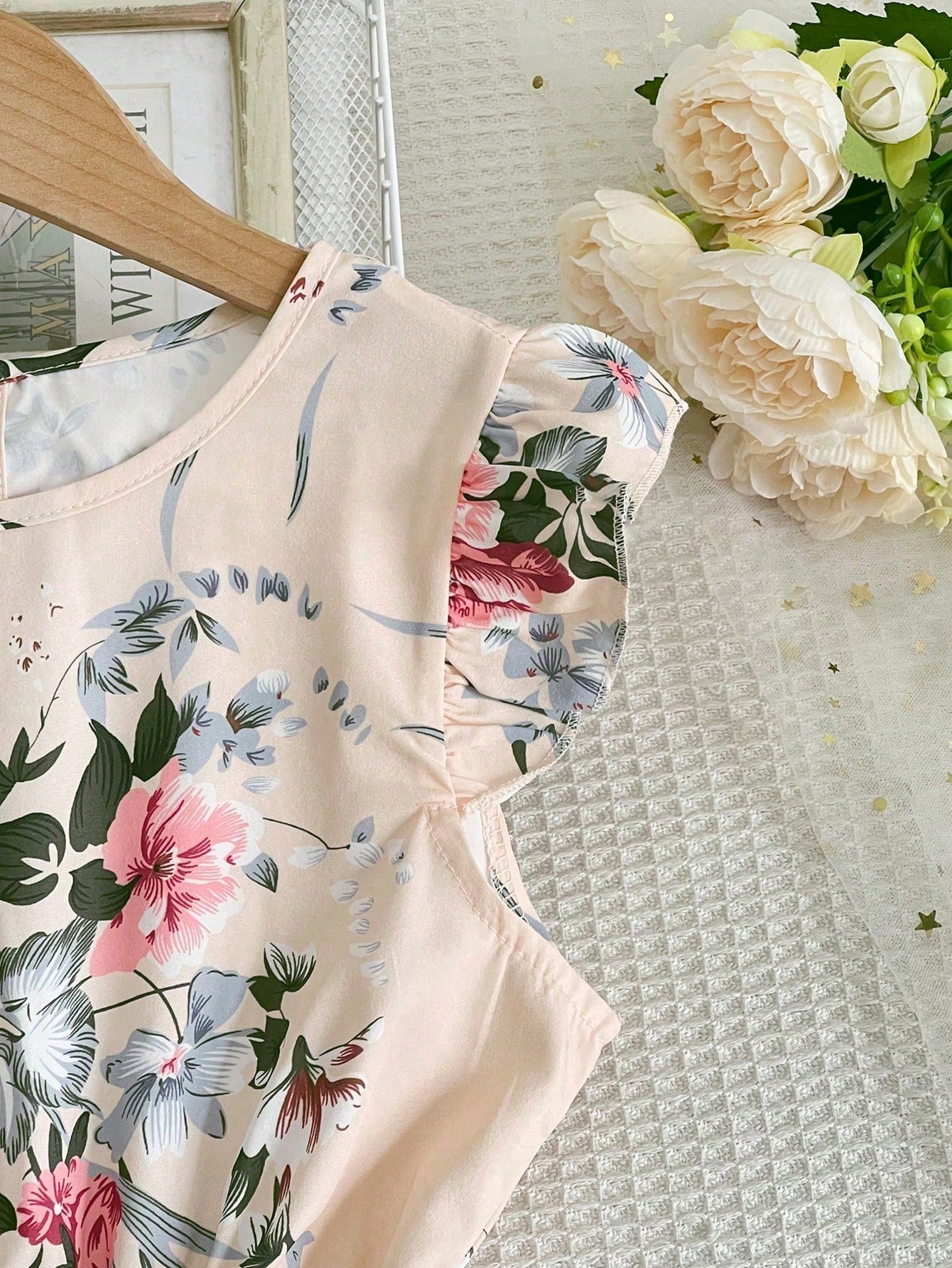 Big Girls Floral Pleated Flutter Sleeve Midi Dress - Champagne | 21...
