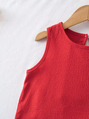 2pcs Girls Textured Crepe Ric-Rac Trim Top & Shorts Set - Scarlet |...