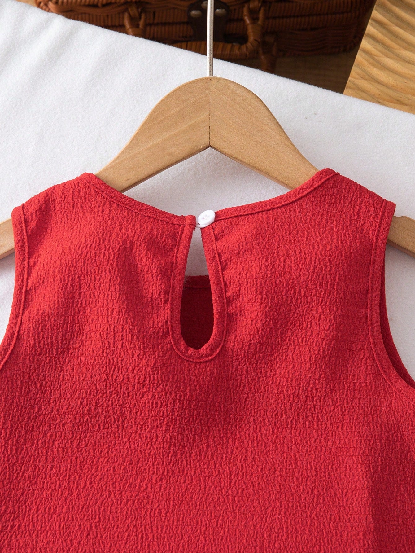 2pcs Girls Textured Crepe Ric-Rac Trim Top & Shorts Set - Scarlet |...