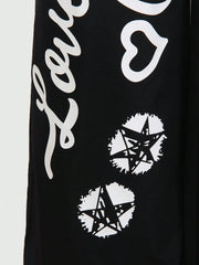 Big Girls Y2K Graffiti Cat Print Wide-Leg Bib Overall - Onyx | 21 C...