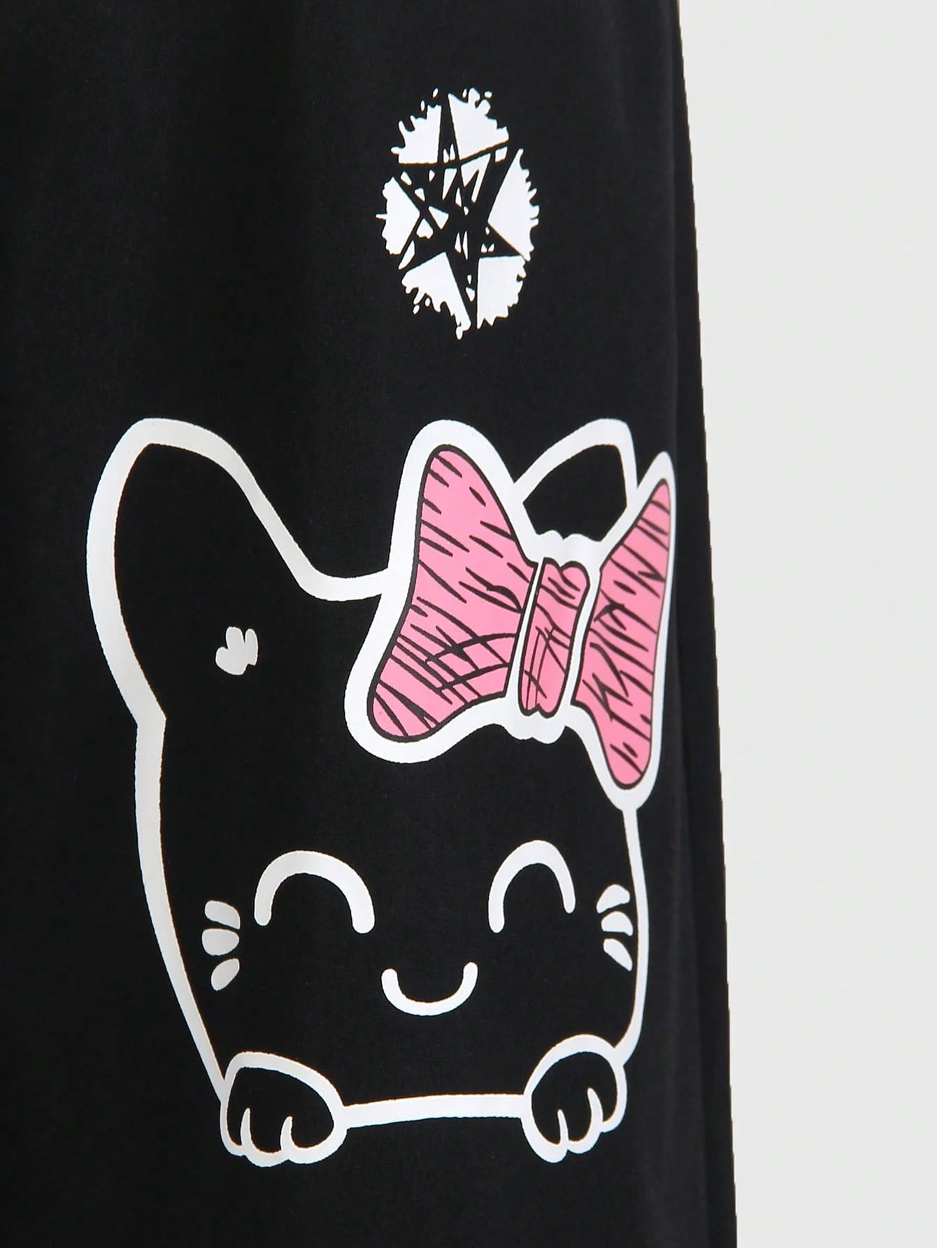 Big Girls Y2K Graffiti Cat Print Wide-Leg Bib Overall - Onyx | 21 C...