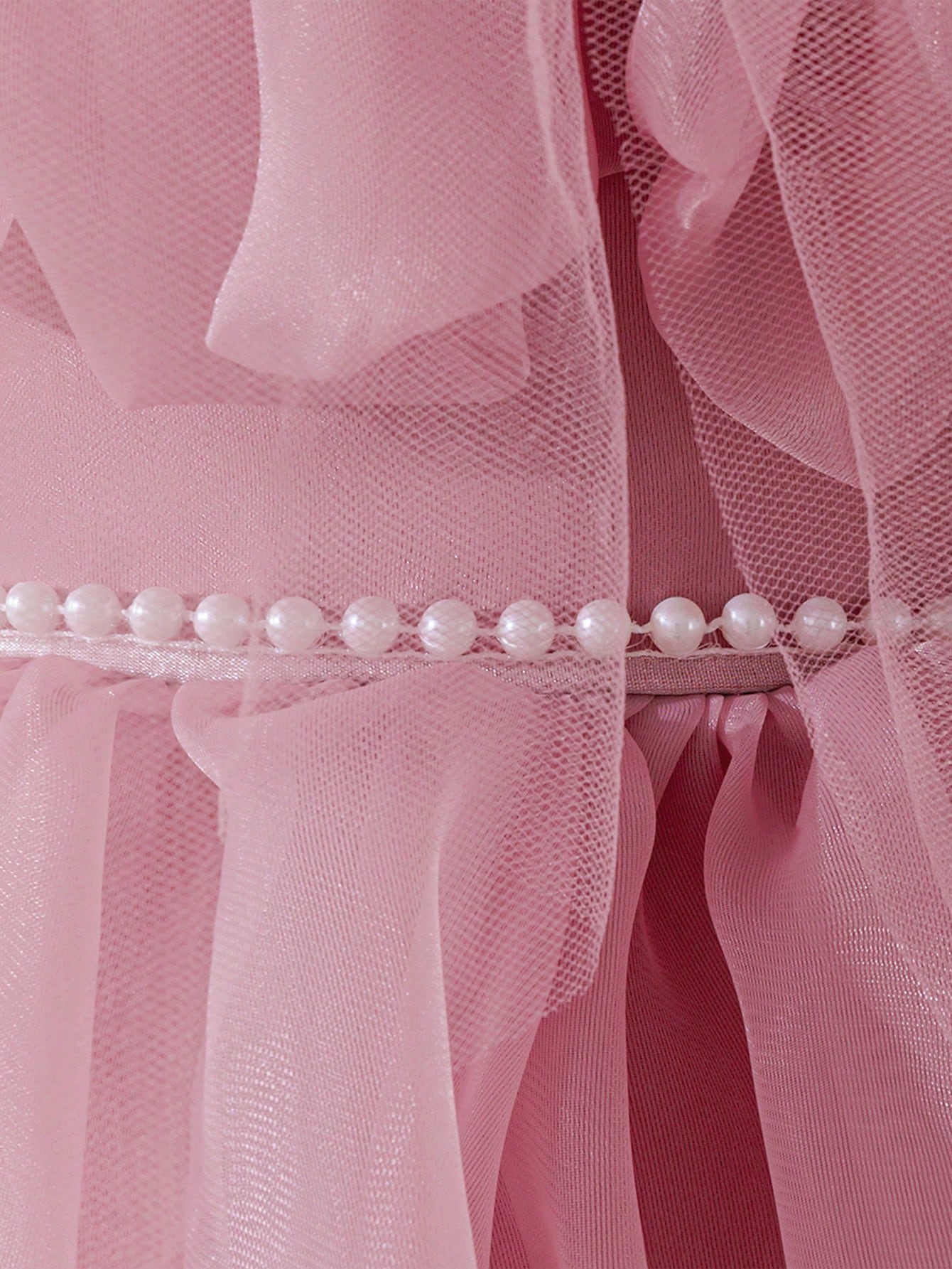 Girls Ruffle Organza Off-Shoulder Pearl-Waist Party Dress - Blush |...
