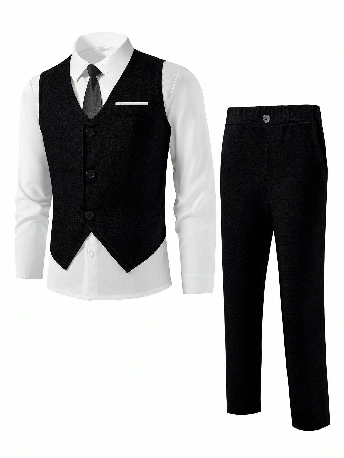 2pcs Boys Dress Shirt, Waistcoat & Trousers Set - Onyx | 21 Century...
