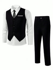 2pcs Boys Dress Shirt, Waistcoat & Trousers Set - Onyx | 21 Century...