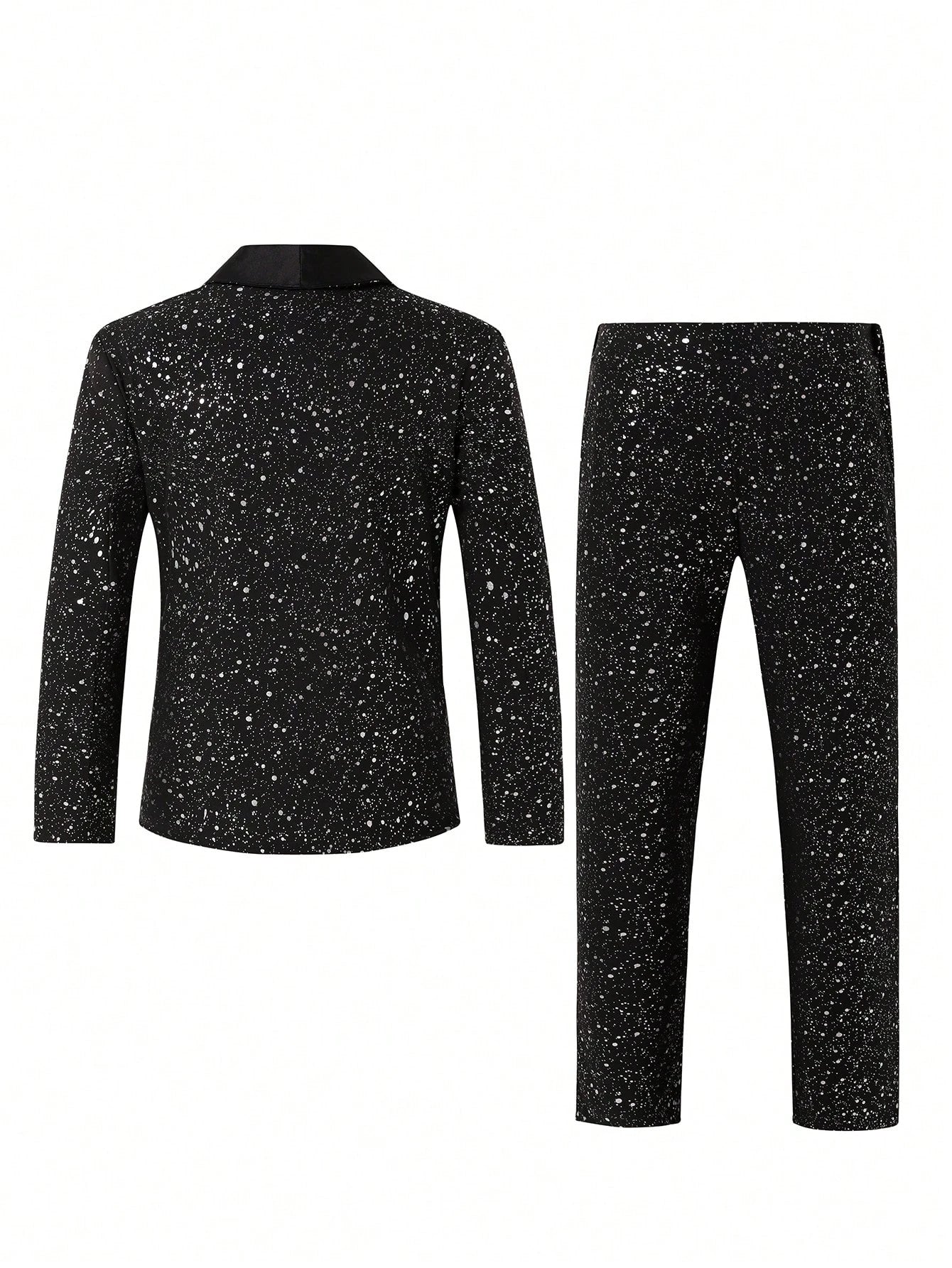 2pcs Big Boys Shiny Jacket & Trousers Suit - Midnight Black