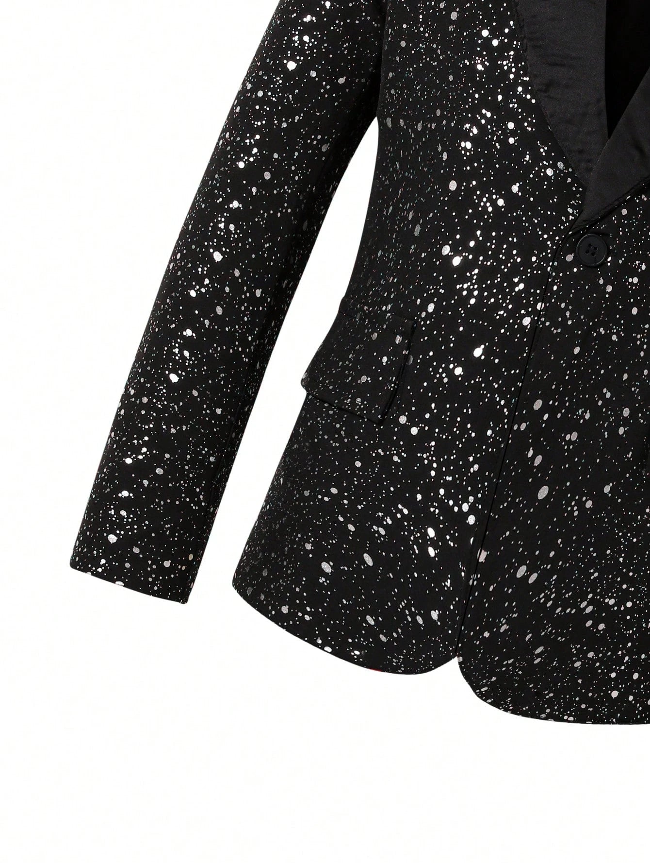 2pcs Big Boys Shiny Jacket & Trousers Suit - Midnight Black