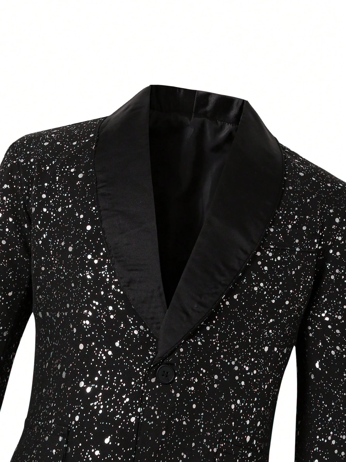 2pcs Big Boys Shiny Jacket & Trousers Suit - Midnight Black