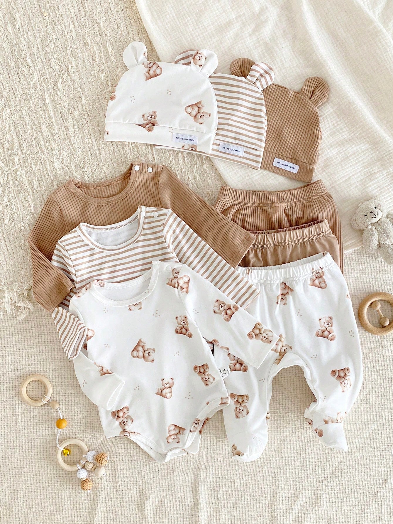 3pcs Baby Boys Teddy Bear Bodysuit, Footed Pants & Bear Ear Hat Set...