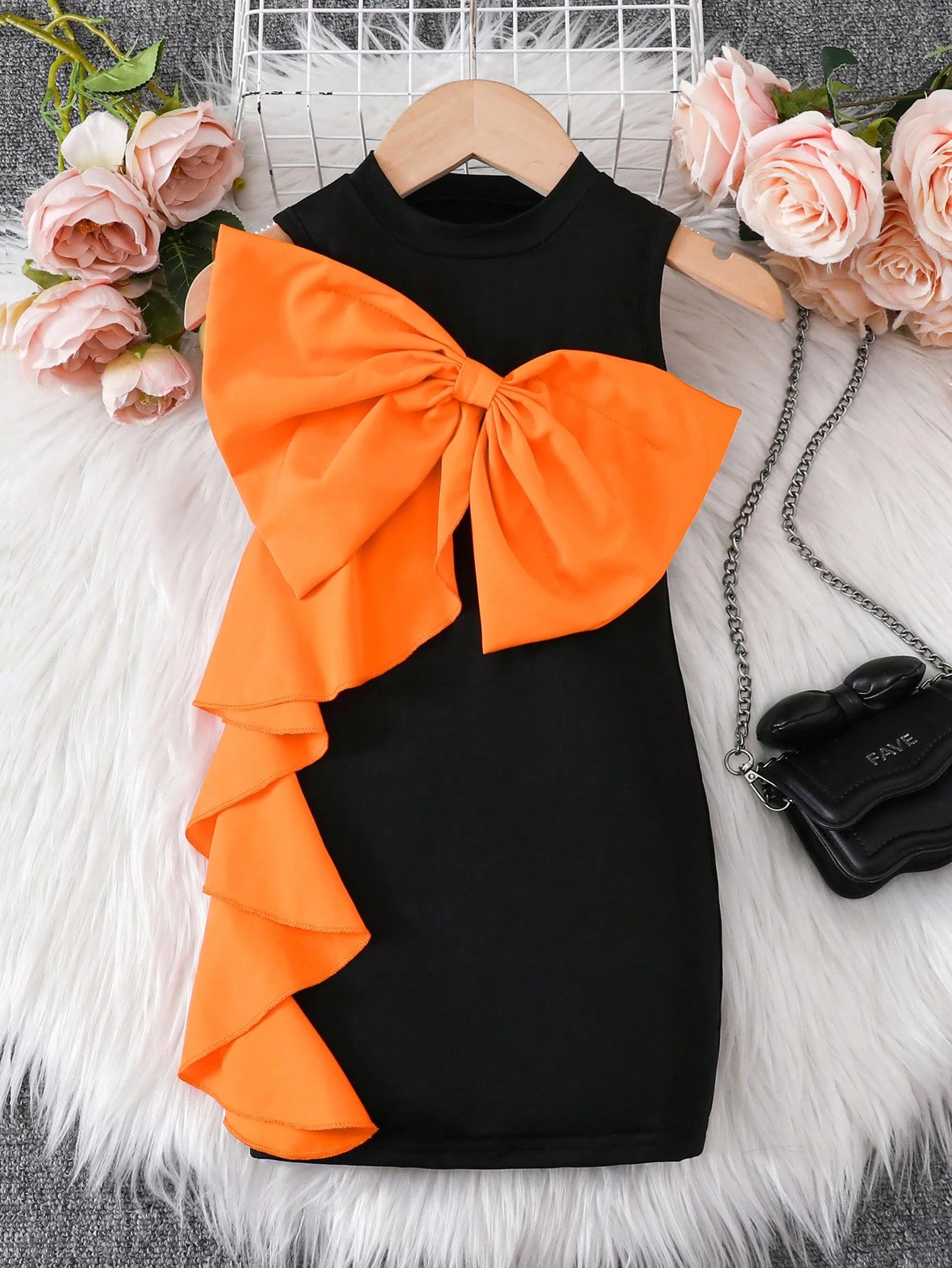 Girls Colorblock Bow Detail Sleeveless Mini Dress - Onyx | 21 Centu...