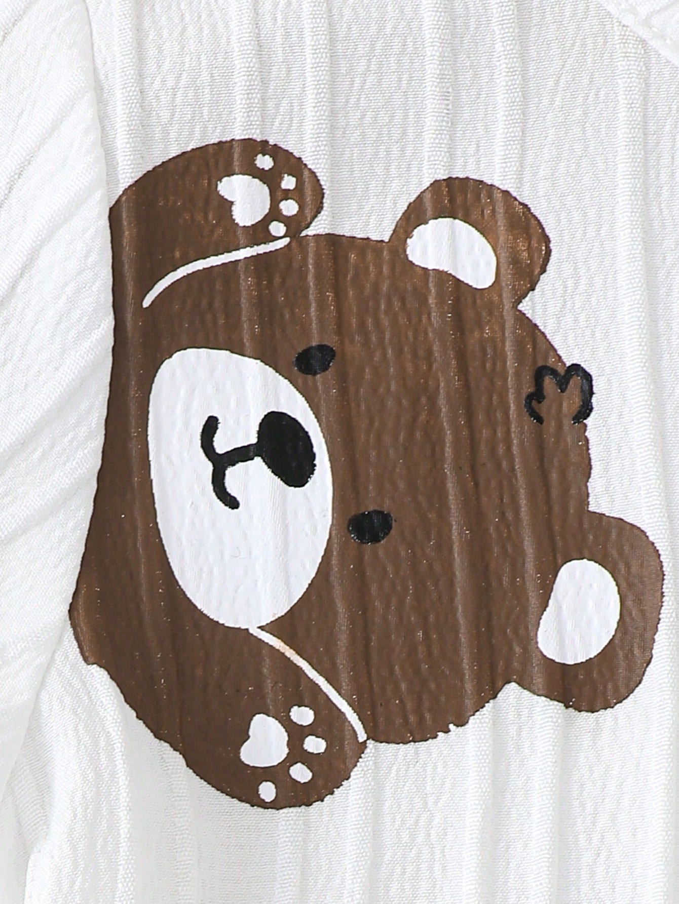 2pcs Boys Bear Appliqué Button Shirt & Shorts Set - Ivory
