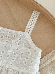 2pcs Girls Daisy Eyelet Cami Top & Wide-Leg Pants Set - Ivory | 21 ...