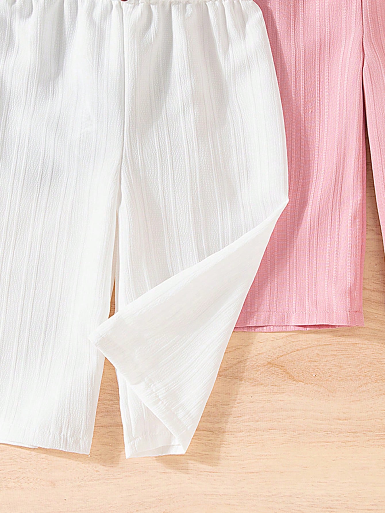 3pcs Girls Paper-Bag Waist Wide-Leg Pants Set - Blush | 21 Century ...