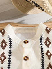 Baby Boys Aztec Print Button-Front Shirt & Shorts Set - Ivory