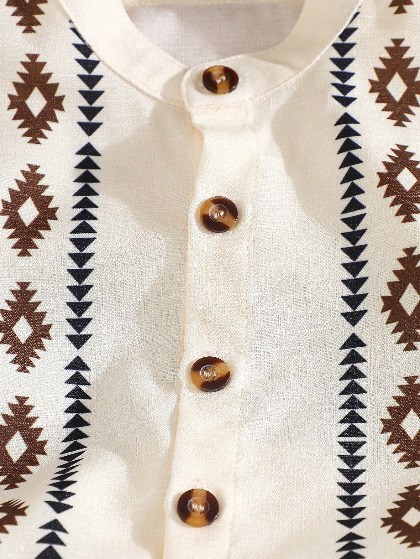 Baby Boys Aztec Print Button-Front Shirt & Shorts Set - Ivory