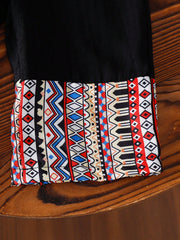 2pcs Girls Tribal Print Peplum Blouse & Wide-Leg Pants Set - Onyx |...