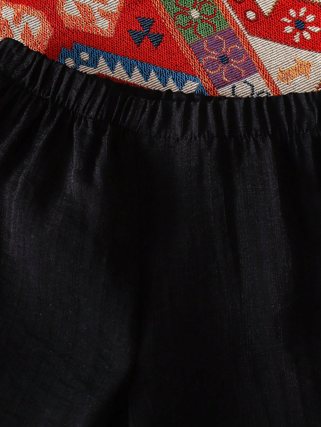 2pcs Girls Tribal Print Peplum Blouse & Wide-Leg Pants Set - Onyx |...