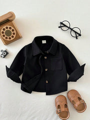Boys Button-Front Overshirt Chest Pocket Jacket - Onyx | 21 Century...