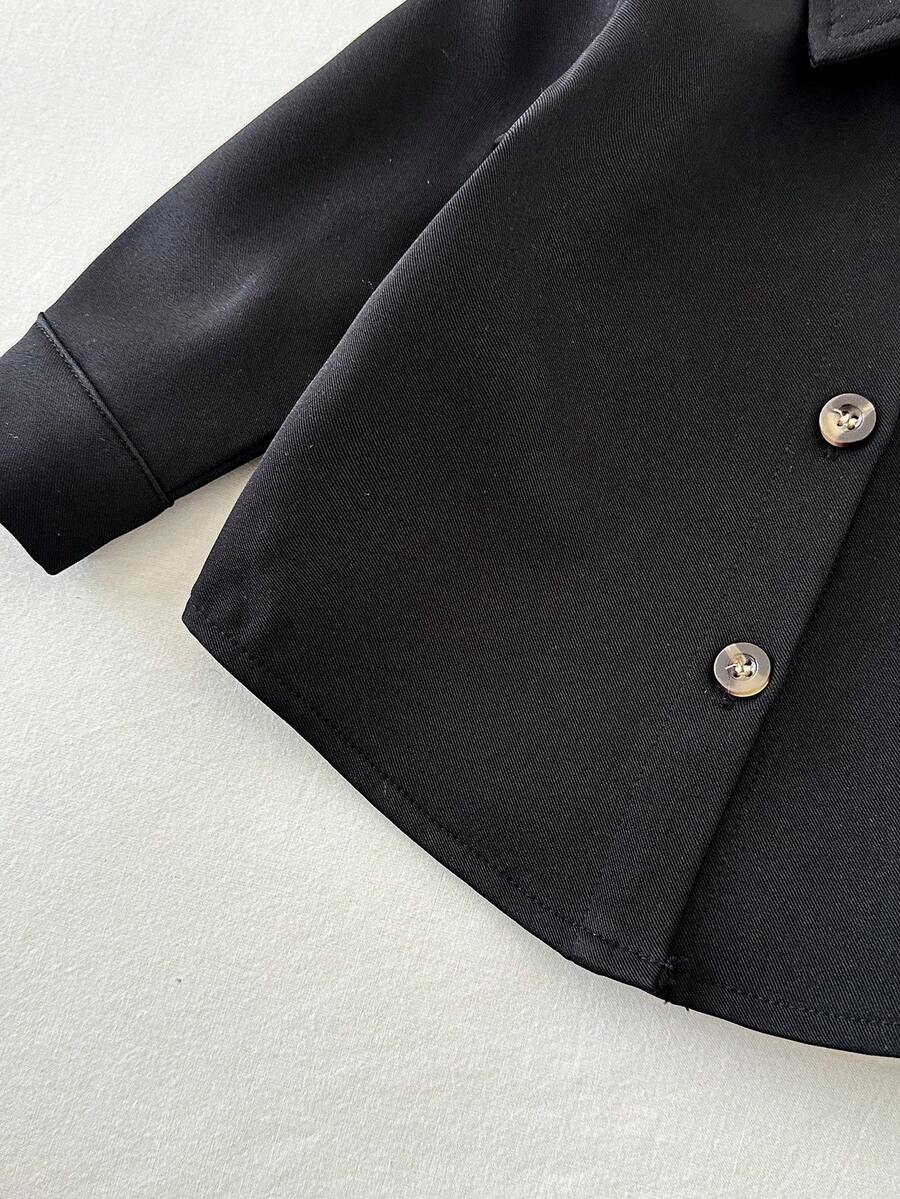 Boys Button-Front Overshirt Chest Pocket Jacket - Onyx | 21 Century...