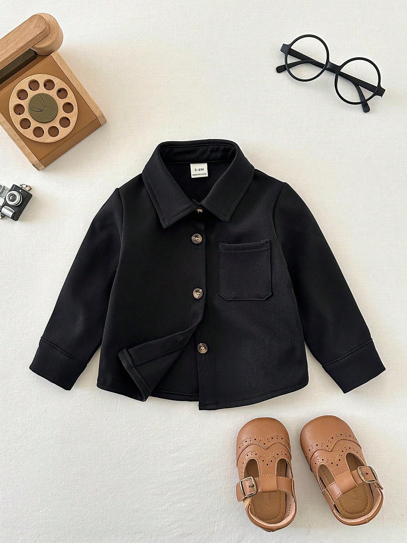 Boys Button-Front Overshirt Chest Pocket Jacket - Onyx | 21 Century...