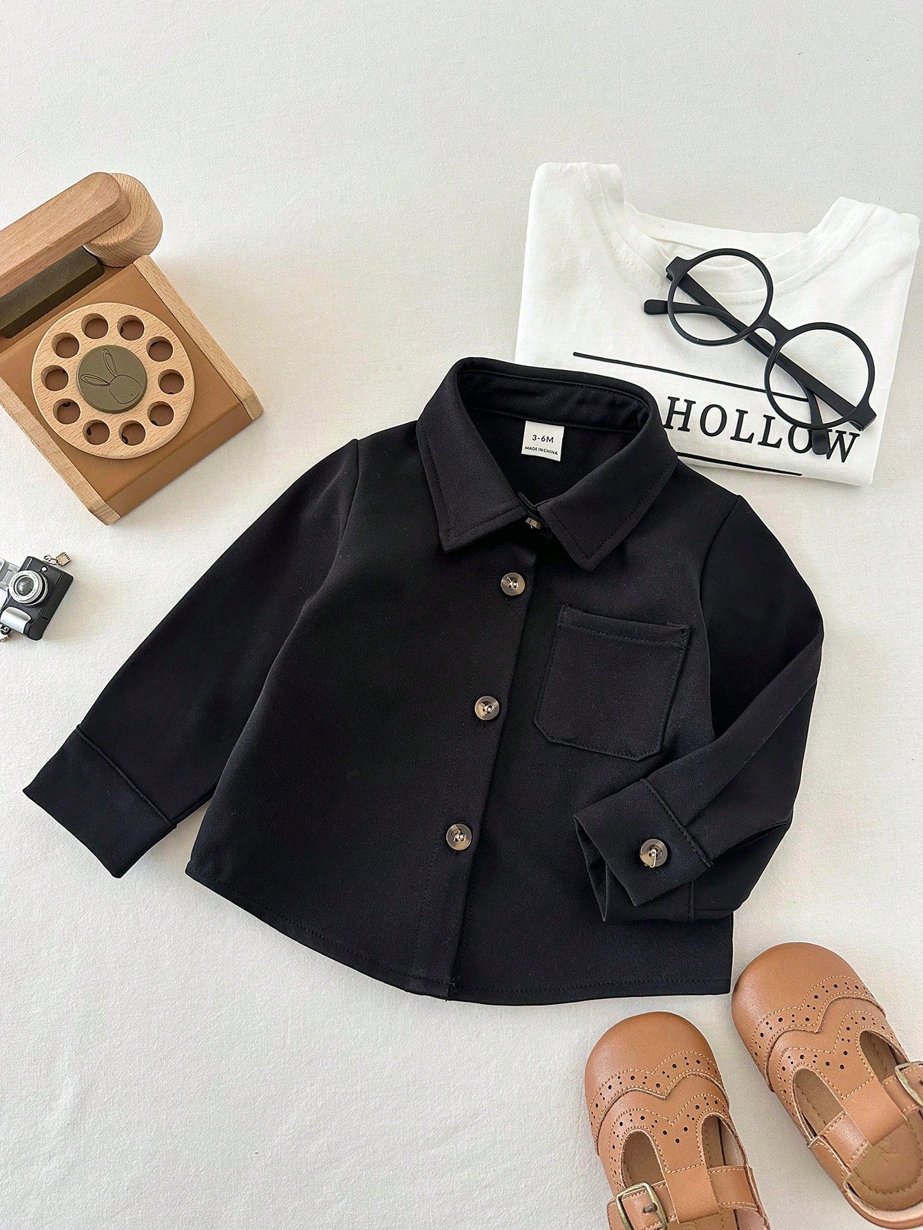 Boys Button-Front Overshirt Chest Pocket Jacket - Onyx | 21 Century...