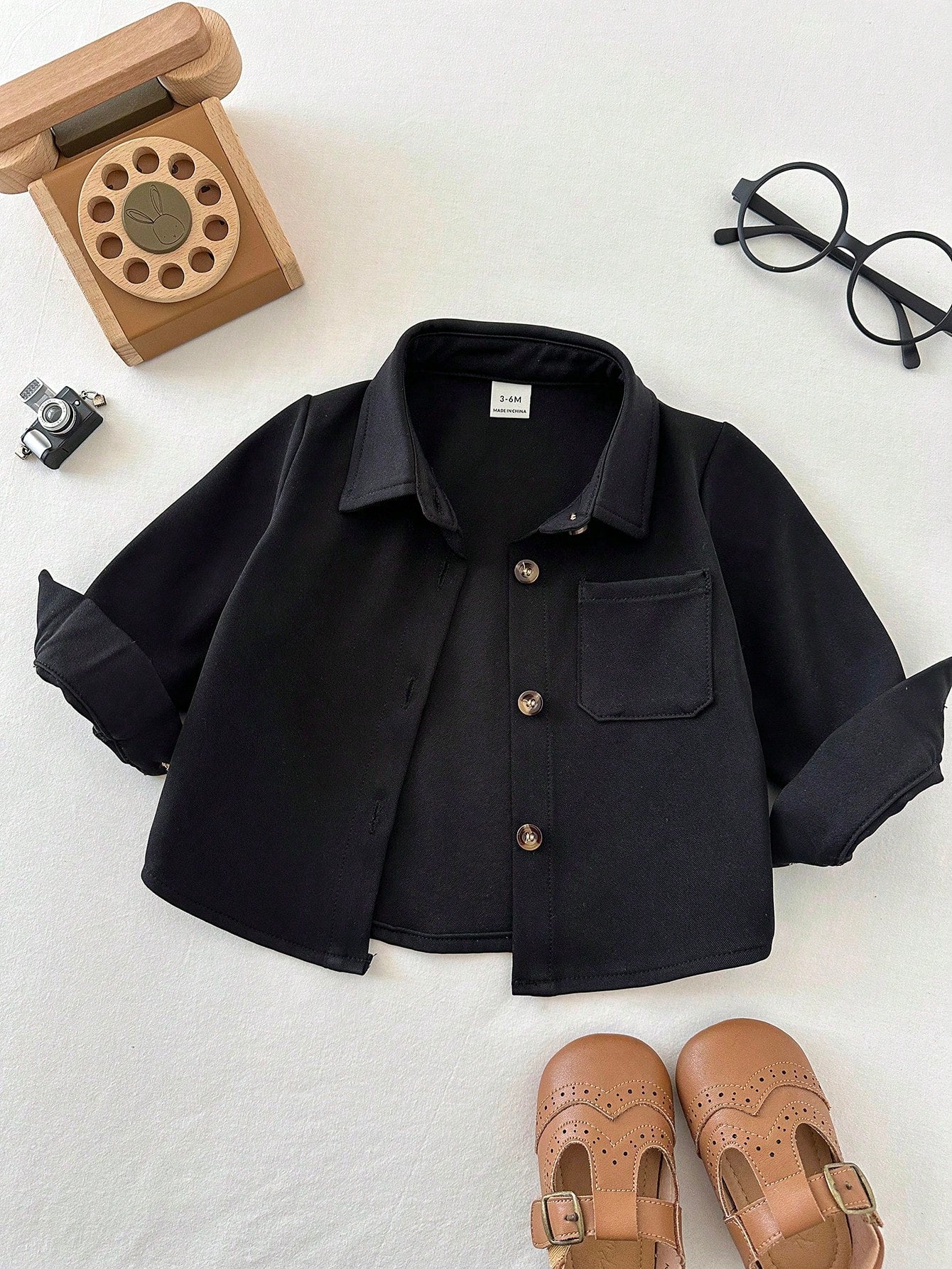 Boys Button-Front Overshirt Chest Pocket Jacket - Onyx | 21 Century...