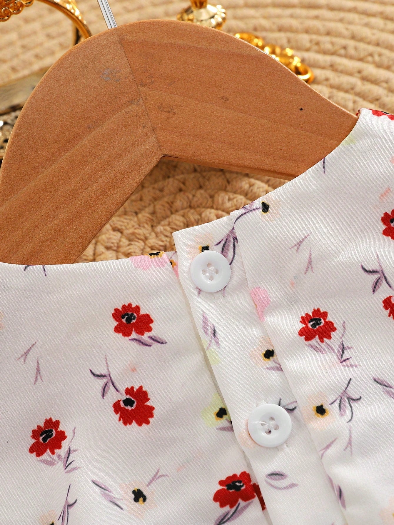 2pcs Girls Floral Aztec Print Ruffle Top & Pants Set - Ivory | 21 C...