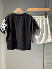 2pcs Boys Graffiti Letter Graphic Tee & Shorts Set - Onyx