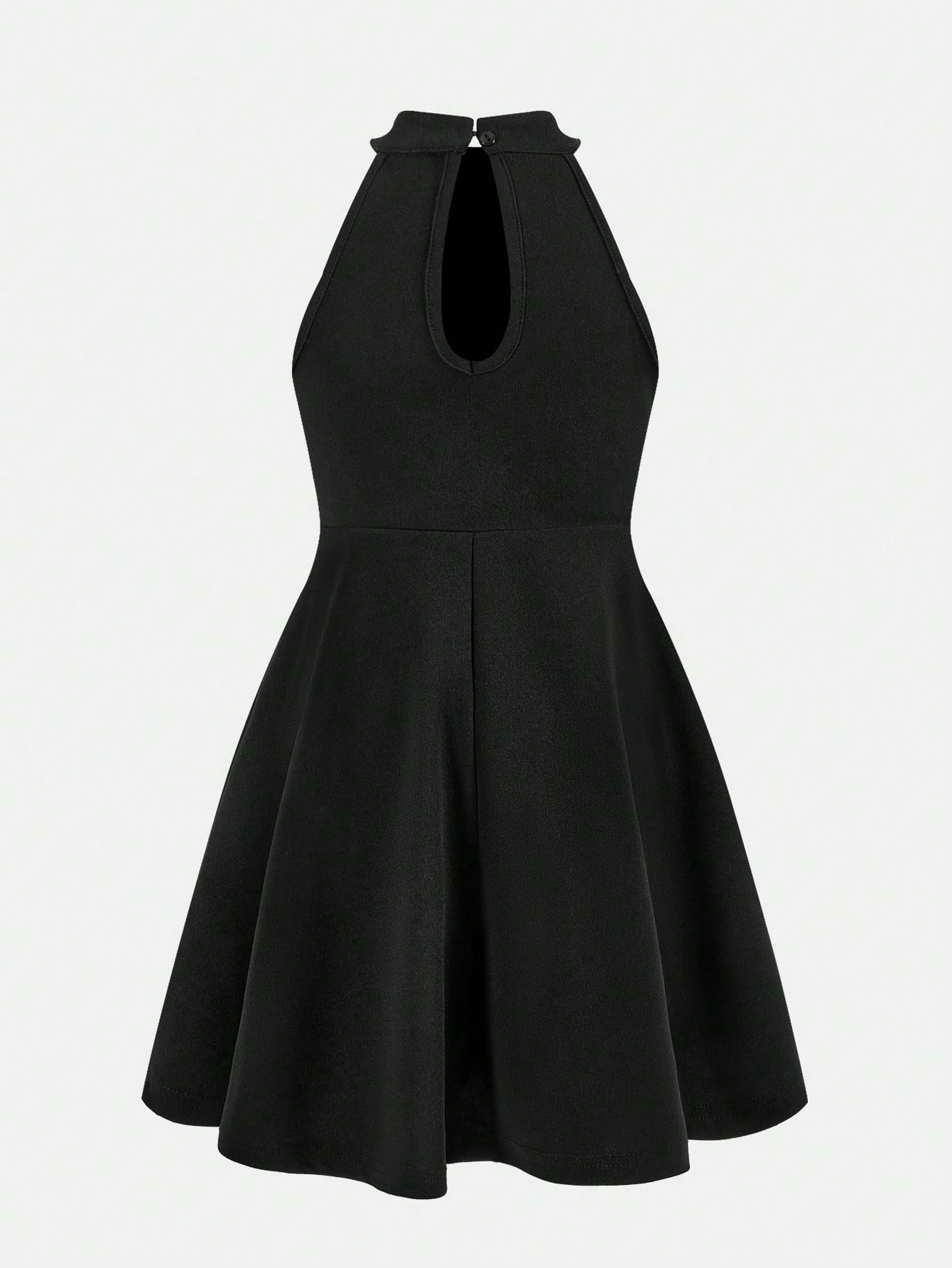 Little Girls Halter Neck Skater Party Dress - Onyx