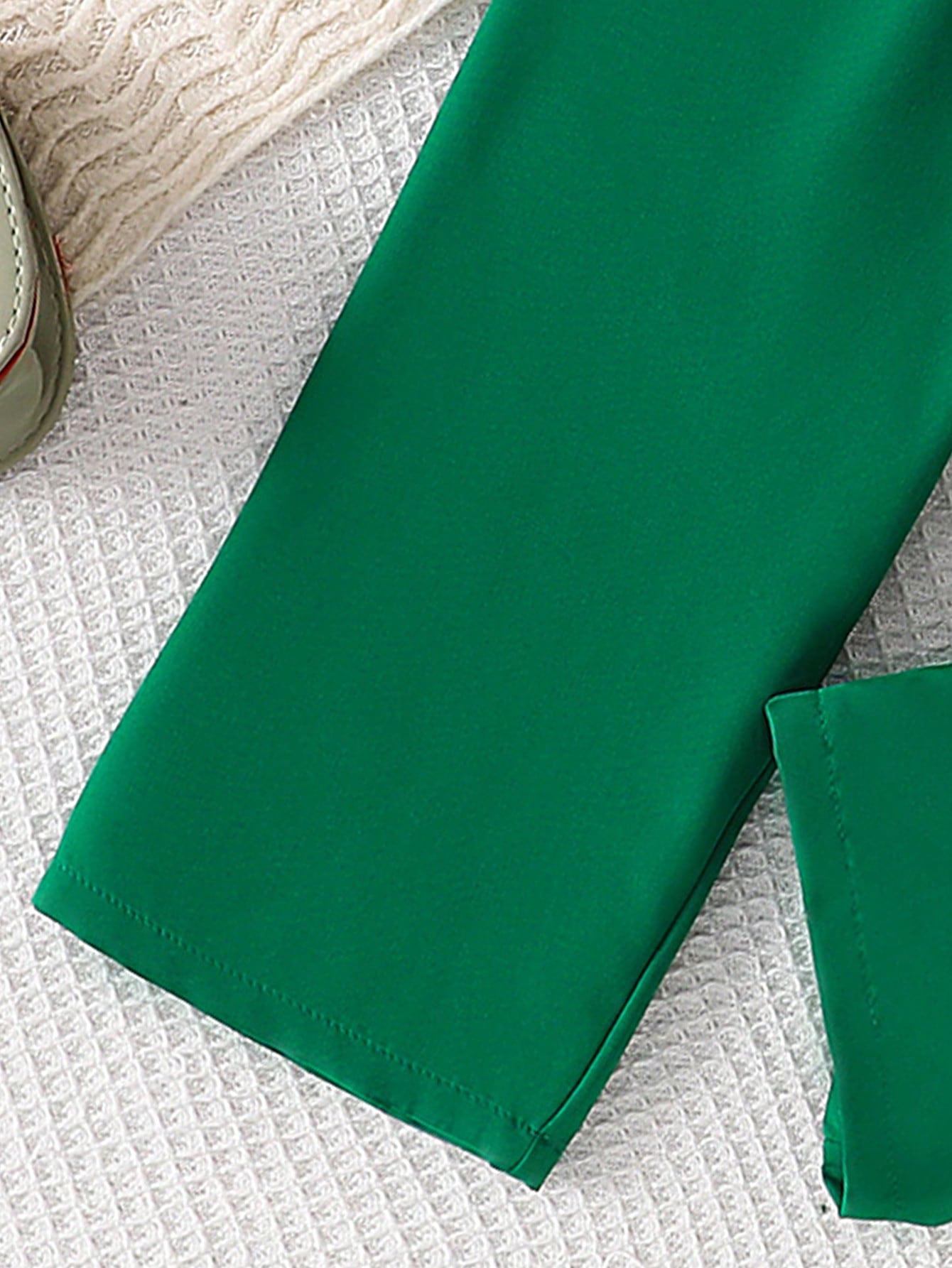 2pcs Girls Butterfly Flutter Sleeve Top & Bow Pants Set - Emerald |...