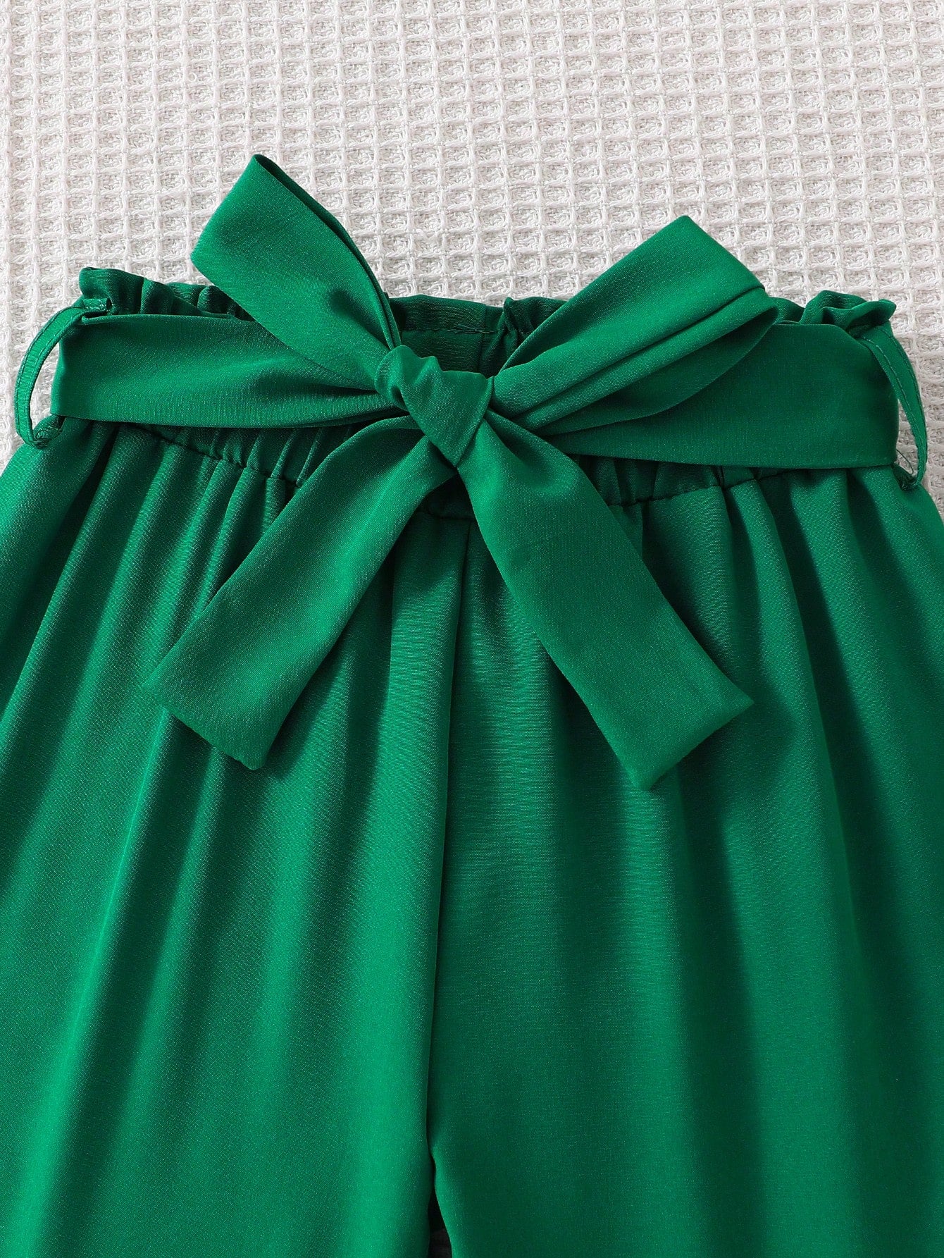 2pcs Girls Butterfly Flutter Sleeve Top & Bow Pants Set - Emerald |...