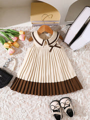 Girls Colourblock Pleated Peter Pan Collar Dress - Ecru | 21 Centur...