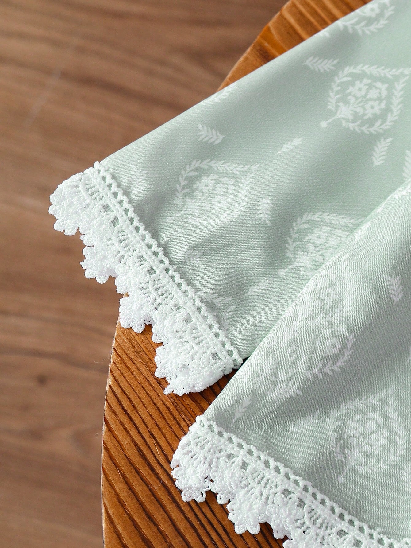2pcs Girls Damask Print Lace-Trim Top & Wide-Leg Pants - Sage | 21 ...