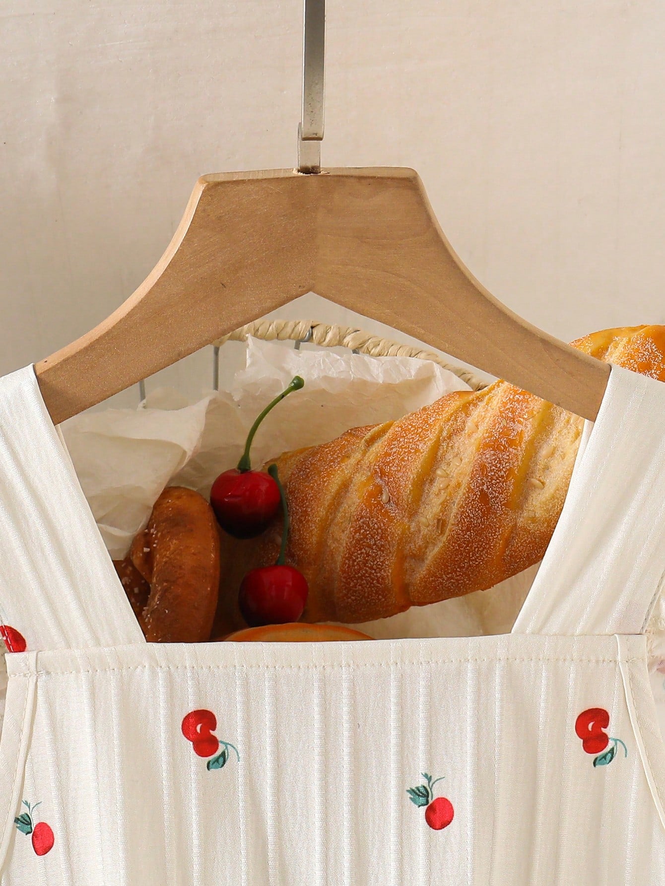 Big Girls Cherry Print Ruffle Strap Wide-Leg Jumpsuit - Ecru | 21 C...