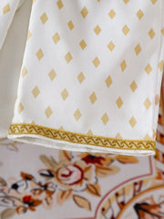 2pcs Girls Gold Print Puff Sleeve Top & Pants Set - Ivory | 21 Cent...