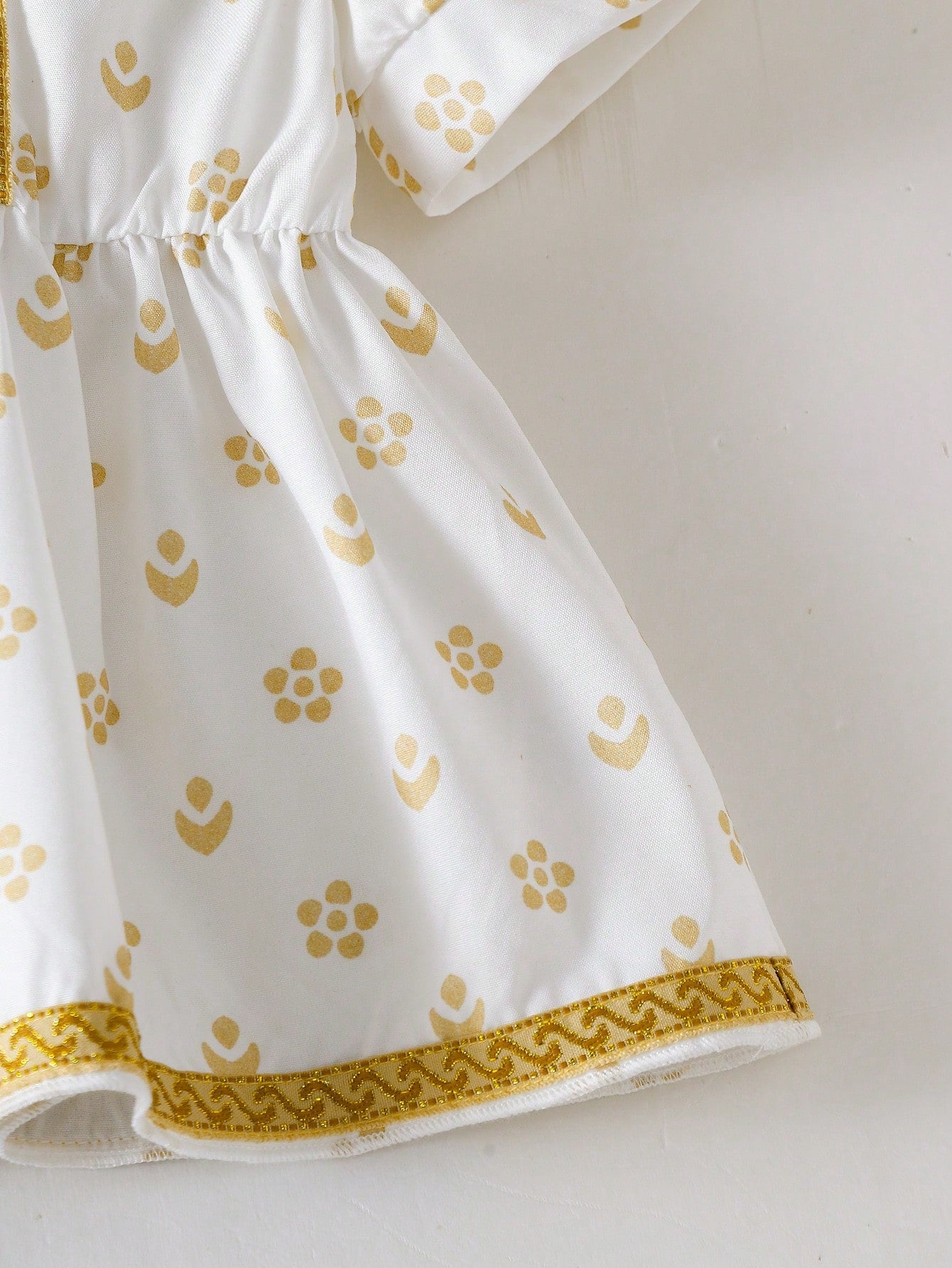 2pcs Girls Gold Print Puff Sleeve Top & Pants Set - Ivory | 21 Cent...