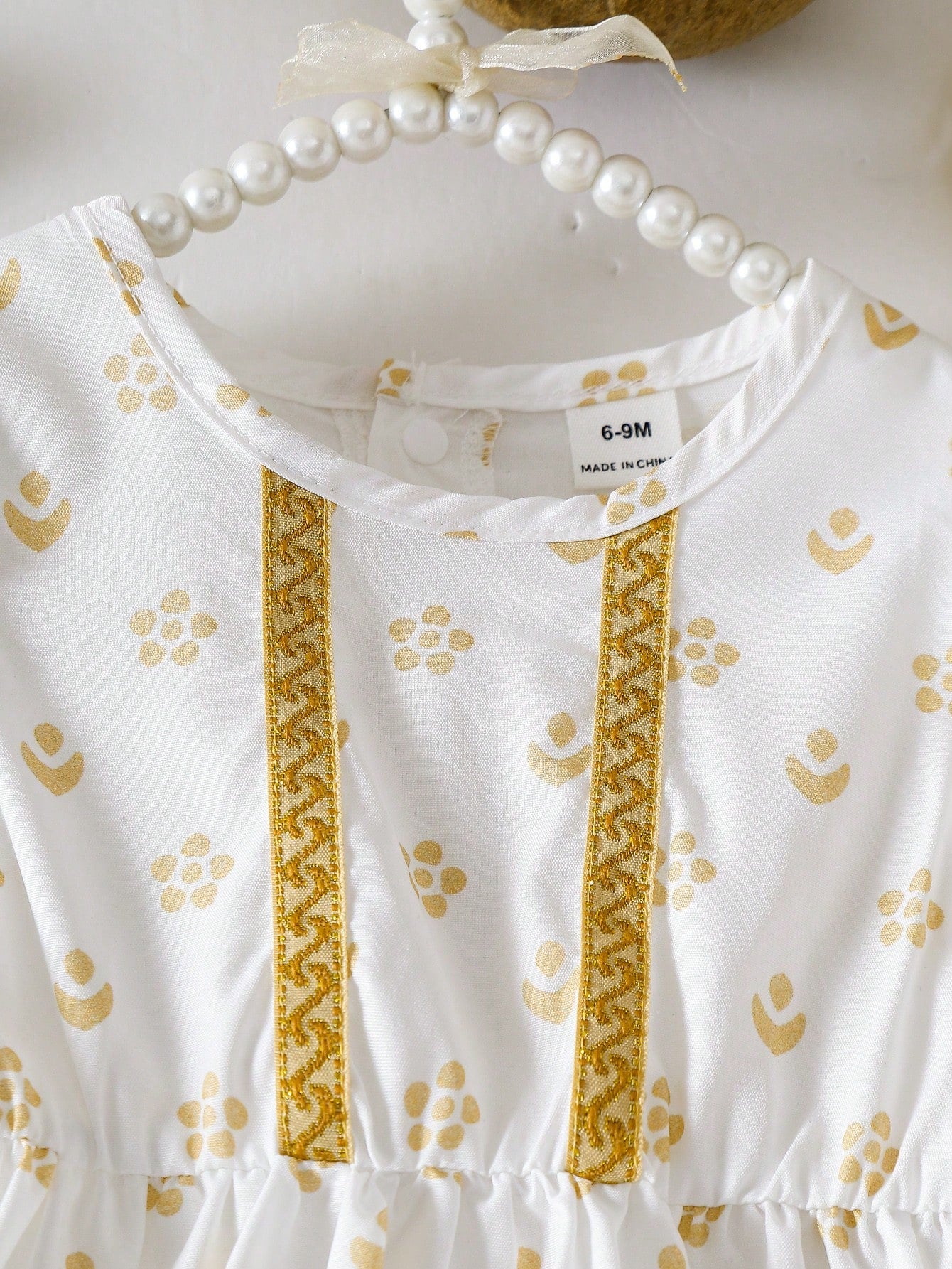 2pcs Girls Gold Print Puff Sleeve Top & Pants Set - Ivory | 21 Cent...