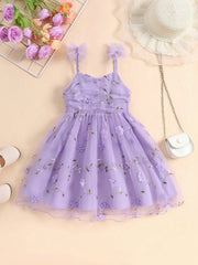 Little Girls 3D Floral Appliqué Tulle Cami Dress - Wisteria | 21 Ce...