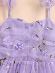 Little Girls 3D Floral Appliqué Tulle Cami Dress - Wisteria | 21 Ce...