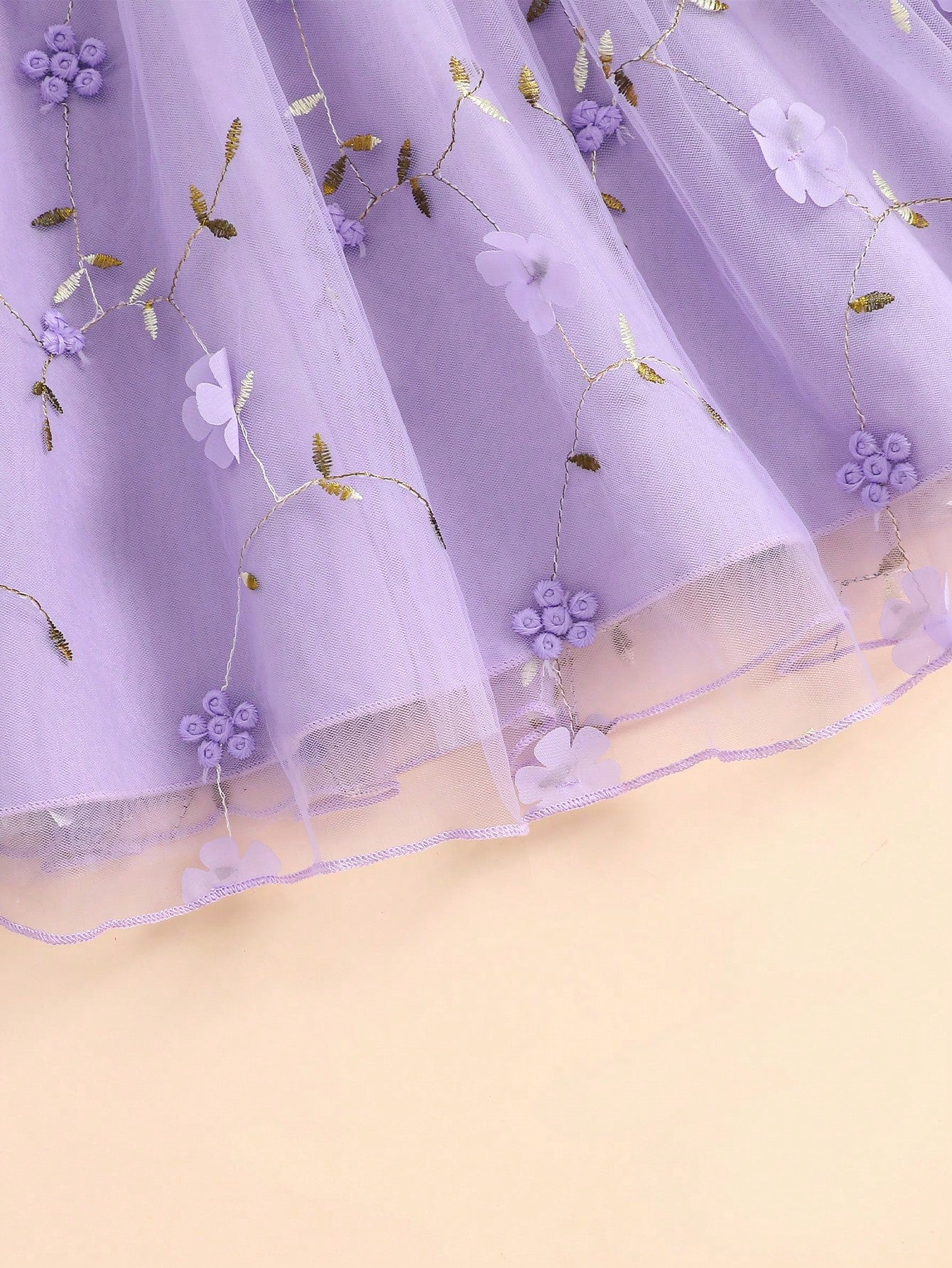 Little Girls 3D Floral Appliqué Tulle Cami Dress - Wisteria | 21 Ce...