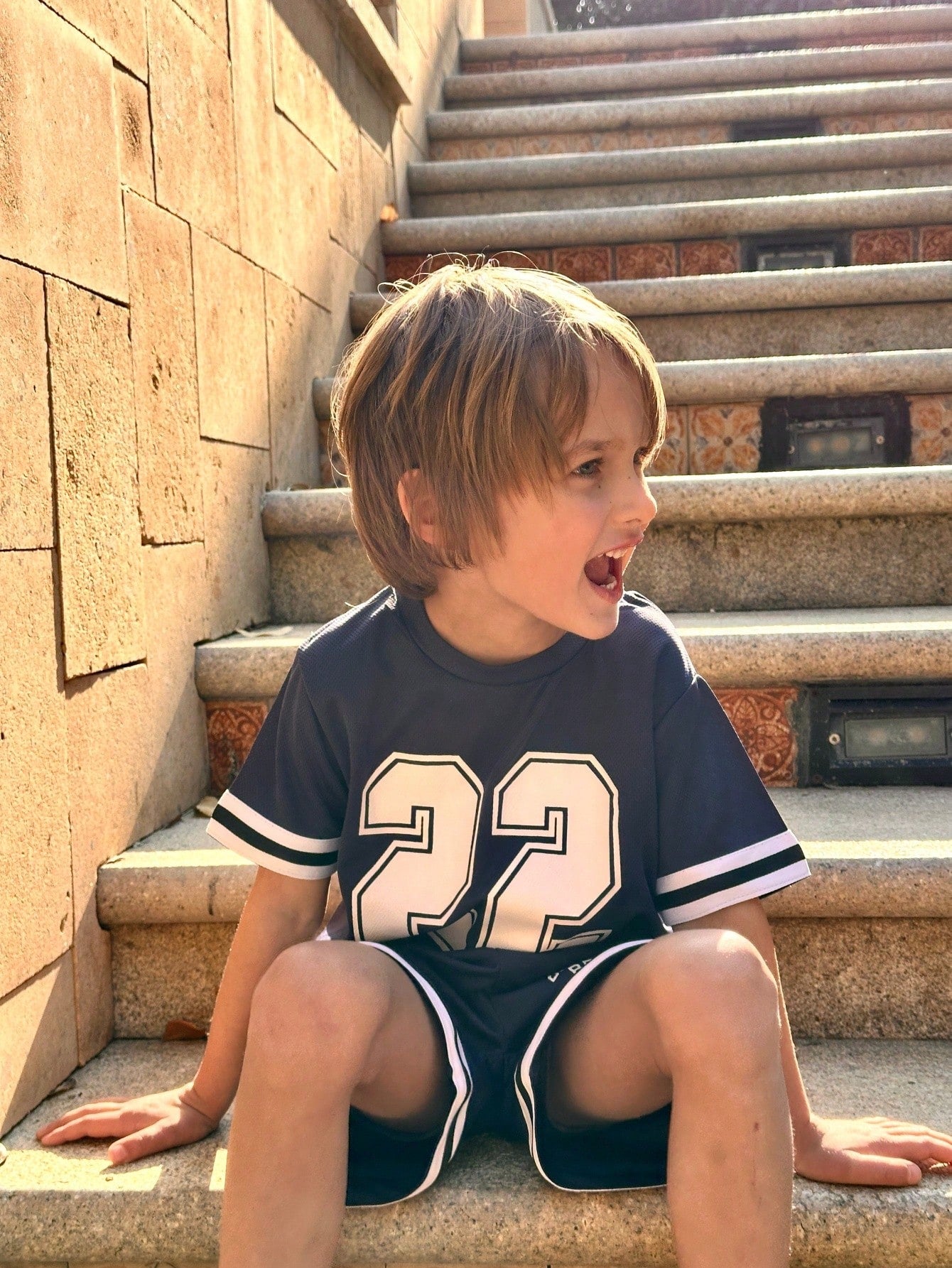 2pcs Boys Varsity Mesh Jersey & Brooklyn Shorts Set - Midnight