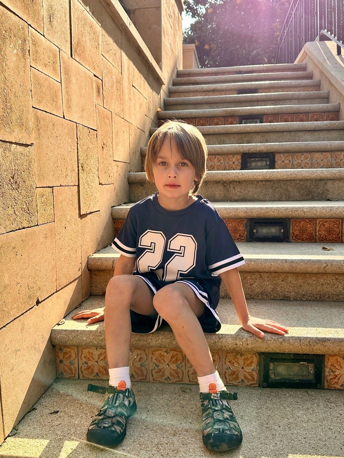 2pcs Boys Varsity Mesh Jersey & Brooklyn Shorts Set - Midnight