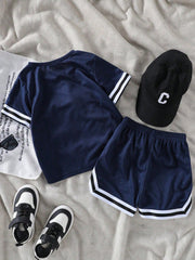 2pcs Boys Varsity Mesh Jersey & Brooklyn Shorts Set - Midnight