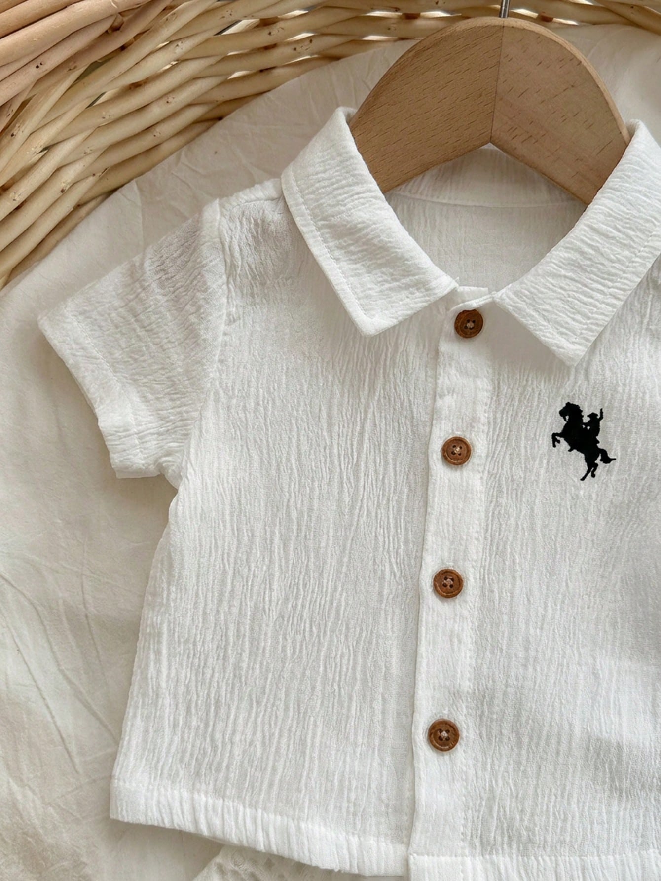 Baby Boys Polo Collar Shirt & Shorts Set - Ivory