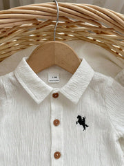 Baby Boys Polo Collar Shirt & Shorts Set - Ivory