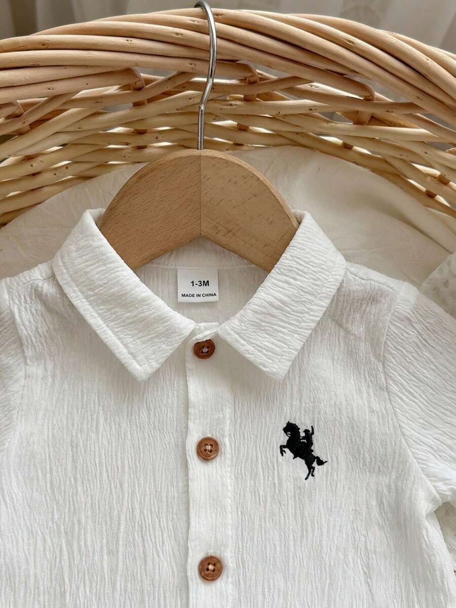 Baby Boys Polo Collar Shirt & Shorts Set - Ivory
