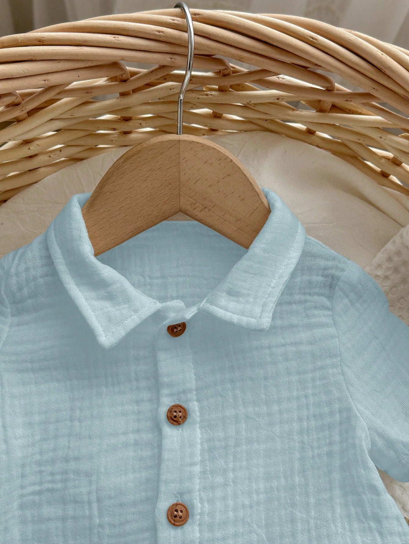 Baby Boys Muslin Button-Down Shirt & Shorts Set - Powder Blue