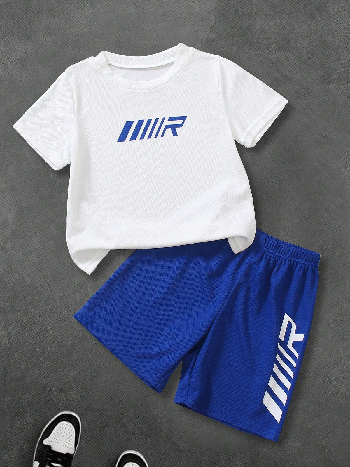 Boys Graphic Mesh Athletic Tee & Shorts Set - Cobalt
