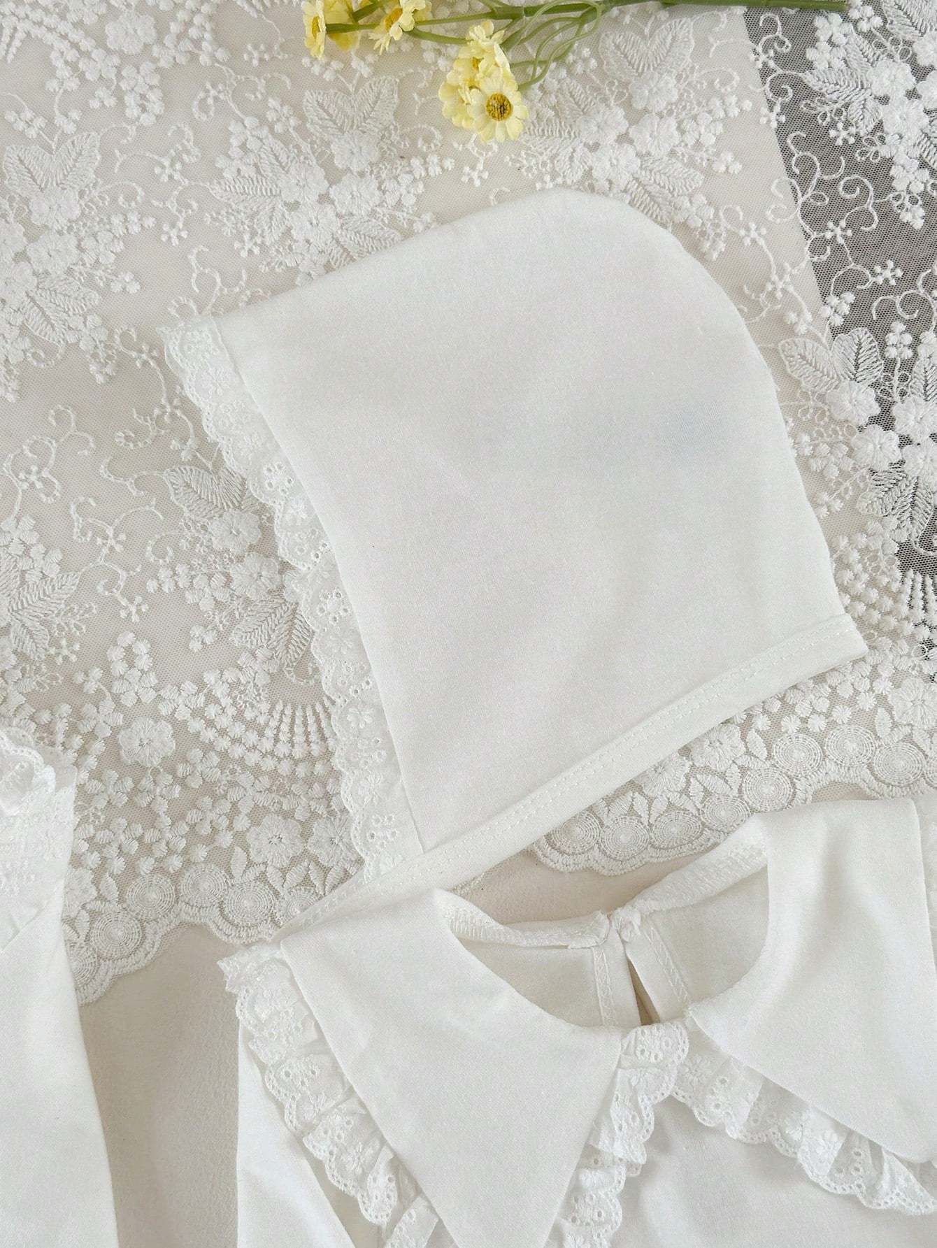 4pcs Baby Girls Lace-Trim Footed Sleepsuit Gift Set - Ivory | 21 Ce...