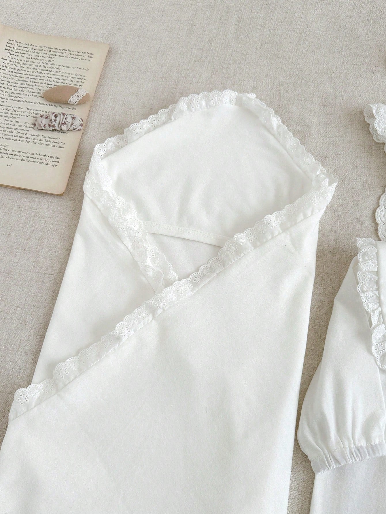 4pcs Baby Girls Lace-Trim Footed Sleepsuit Gift Set - Ivory | 21 Ce...